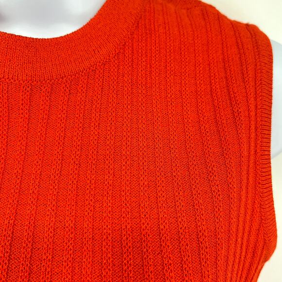St. John by Marie Gray Vintage Orange Red Knit Sleeveless Back Zip Dress Size 4 - Picture 2 of 10